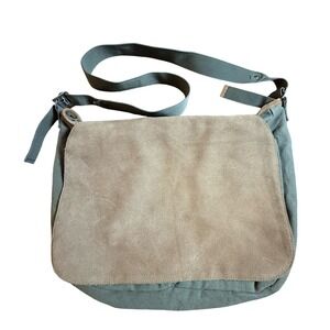Gap Messenger Bag Army Olive Green Vintage Y2K 2002 Canvas Suede Grunge
